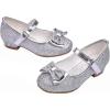 imageStelle Girls Dress Shoes Glitter Princess Shoe Flower Mary Jane Low Heels Party Wedding Prom Footwear for Toddler KidsSilver