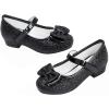 imageStelle Girls Dress Shoes Glitter Princess Shoe Flower Mary Jane Low Heels Party Wedding Prom Footwear for Toddler KidsT08black Glitter