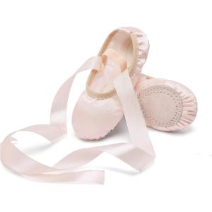 imageStelle Ballet Shoes for Girls SatinRibbons Ballet Slippers Dance ShoesToddlerLittleBig KidsBallet Pink