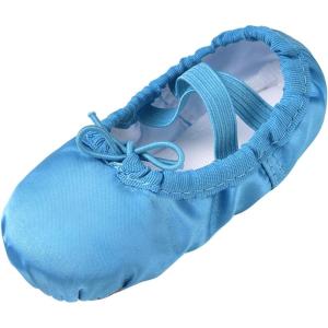 imageStelle Ballet Shoes for Girls SatinRibbons Ballet Slippers Dance ShoesToddlerLittleBig KidsBlue