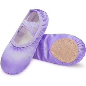 imageStelle Ballet Shoes for Girls SatinRibbons Ballet Slippers Dance ShoesToddlerLittleBig KidsPurpleno Ribbon