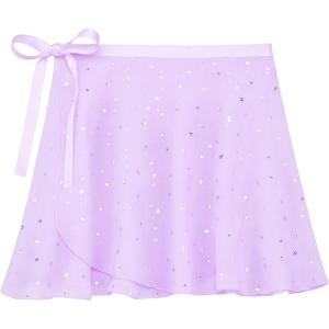 imageStelle Girls Women Ballet Skirt Dance Wrap Skirt Chiffon Toddler Ballet Skirts04lavender Shiny Skirtad Tie