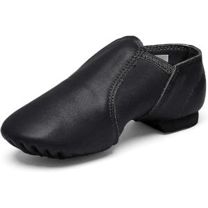 imageStelle Jazz Shoes for Girls Boys Leather Unisex SlipOn Dance Shoes ToddlerLittle KidBig KidBlack