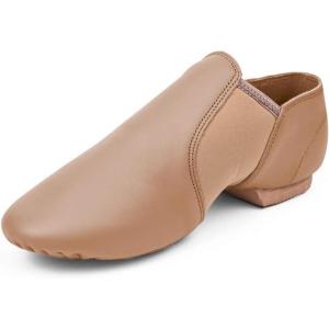 imageStelle Jazz Shoes for Girls Boys Leather Unisex SlipOn Dance Shoes ToddlerLittle KidBig KidTan