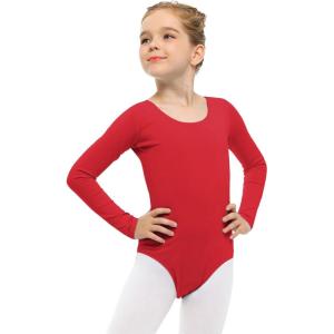 imageStelle Long Sleeve Ballet Leotards for Girls Dance Leotard Black Gymnastics Ballet Outfits ToddlerLittle KidBig kidRed