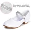 imageStelle Girls Dress Shoes Toddler White Flower Girl Low Heels Mary Jane Flat for School Uniform WeddingLittleBig KidA02white