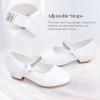 imageStelle Girls Dress Shoes Toddler White Flower Girl Low Heels Mary Jane Flat for School Uniform WeddingLittleBig KidA02whitechain