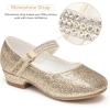 imageStelle Girls Dress Shoes Toddler White Flower Girl Low Heels Mary Jane Flat for School Uniform WeddingLittleBig KidA19gold