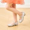 imageStelle Girls Dress Shoes Toddler White Flower Girl Low Heels Mary Jane Flat for School Uniform WeddingLittleBig KidA19light Silver