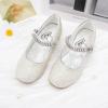 imageStelle Girls Dress Shoes Toddler White Flower Girl Low Heels Mary Jane Flat for School Uniform WeddingLittleBig KidA19light Silver