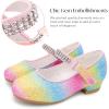 imageStelle Girls Dress Shoes Toddler White Flower Girl Low Heels Mary Jane Flat for School Uniform WeddingLittleBig KidA19rainbow