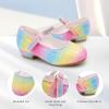imageStelle Girls Dress Shoes Toddler White Flower Girl Low Heels Mary Jane Flat for School Uniform WeddingLittleBig KidA19rainbow