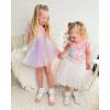 imageStelle Girls Dress Shoes Toddler White Flower Girl Low Heels Mary Jane Flat for School Uniform WeddingLittleBig KidA19rainbow