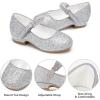 imageStelle Girls Dress Shoes Toddler White Flower Girl Low Heels Mary Jane Flat for School Uniform WeddingLittleBig KidA19silver