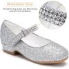 imageStelle Girls Dress Shoes Toddler White Flower Girl Low Heels Mary Jane Flat for School Uniform WeddingLittleBig KidA19silver