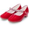 imageStelle Girls Dress Shoes Toddler White Flower Girl Low Heels Mary Jane Flat for School Uniform WeddingLittleBig KidT02red