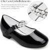 imageStelle Girls Dress Shoes White Flower Girl Shoe Mary Jane Low Heels for Wedding ToddlerLittleBig KidBlackshiny Strap