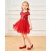 imageStelle Girls Dress Shoes White Flower Girl Shoe Mary Jane Low Heels for Wedding ToddlerLittleBig KidRuby Redshiny Strap