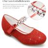 imageStelle Girls Dress Shoes White Flower Girl Shoe Mary Jane Low Heels for Wedding ToddlerLittleBig KidRuby Redshiny Strap