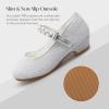 imageStelle Girls Dress Shoes White Flower Girl Shoe Mary Jane Low Heels for Wedding ToddlerLittleBig KidSilvershiny Strap