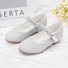 imageStelle Girls Dress Shoes White Flower Girl Shoe Mary Jane Low Heels for Wedding ToddlerLittleBig KidSilvershiny Strap