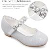 imageStelle Girls Dress Shoes White Flower Girl Shoe Mary Jane Low Heels for Wedding ToddlerLittleBig KidSilvershiny Strap