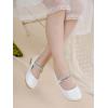 imageStelle Girls Dress Shoes White Flower Girl Shoe Mary Jane Low Heels for Wedding ToddlerLittleBig KidWhiteshiny Strap
