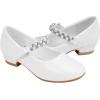 imageStelle Girls Dress Shoes White Flower Girl Shoe Mary Jane Low Heels for Wedding ToddlerLittleBig KidWhiteshiny Strap