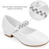 imageStelle Girls Dress Shoes White Flower Girl Shoe Mary Jane Low Heels for Wedding ToddlerLittleBig KidWhiteshiny Strap