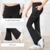 imageStelle Girls Flare Leggings with Pockets High Waisted Bootcut Yoga Pants Kids Dance Bell Bottoms Leggings3black