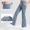 imageStelle Girls Flare Leggings with Pockets High Waisted Bootcut Yoga Pants Kids Dance Bell Bottoms LeggingsBlackGrey Blue