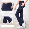 imageStelle Girls Flare Leggings with Pockets High Waisted Bootcut Yoga Pants Kids Dance Bell Bottoms LeggingsBlackGreyNavy