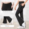 imageStelle Girls Flare Leggings with Pockets High Waisted Bootcut Yoga Pants Kids Dance Bell Bottoms LeggingsBlackNavy