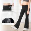 imageStelle Girls Flare Leggings with Pockets High Waisted Bootcut Yoga Pants Kids Dance Bell Bottoms LeggingsBlackNavy