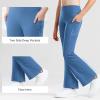 imageStelle Girls Flare Leggings with Pockets High Waisted Bootcut Yoga Pants Kids Dance Bell Bottoms LeggingsBlue
