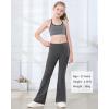 imageStelle Girls Flare Leggings with Pockets High Waisted Bootcut Yoga Pants Kids Dance Bell Bottoms LeggingsGrey