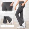 imageStelle Girls Flare Leggings with Pockets High Waisted Bootcut Yoga Pants Kids Dance Bell Bottoms LeggingsGrey