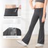 imageStelle Girls Flare Leggings with Pockets High Waisted Bootcut Yoga Pants Kids Dance Bell Bottoms LeggingsGrey