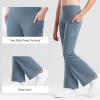 imageStelle Girls Flare Leggings with Pockets High Waisted Bootcut Yoga Pants Kids Dance Bell Bottoms LeggingsGrey Blue