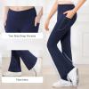 imageStelle Girls Flare Leggings with Pockets High Waisted Bootcut Yoga Pants Kids Dance Bell Bottoms LeggingsNavy