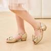 imageStelle Girls High Heels Dress Sandals Princess Bow Shoes Party Flower Wedding Shoes for Toddler KidsGold