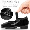 imageStelle Tap Shoes for Girls Boys PU Leather NonSlip Dance Shoes for ToddlerLittle KidBig KidBlack