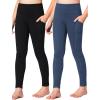 imageStelle Girls Athletic Leggings Kids Dance Running Yoga Pants Workout Active Dance Tights with PocketsBlackdark Slate Blue 2 Side Pocket