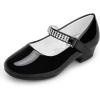 imageStelle Girls Dress Shoes Toddler White Flower Girl Low Heels Mary Jane Flat for School Uniform WeddingLittleBig KidA02blackchain