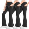 imageStelle Girls Flare Leggings with Pockets High Waisted Bootcut Yoga Pants Kids Dance Bell Bottoms Leggings3black