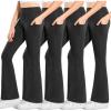 imageStelle Girls Flare Leggings with Pockets High Waisted Bootcut Yoga Pants Kids Dance Bell Bottoms Leggings4black