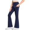 imageStelle Girls Flare Leggings with Pockets High Waisted Bootcut Yoga Pants Kids Dance Bell Bottoms LeggingsNavy