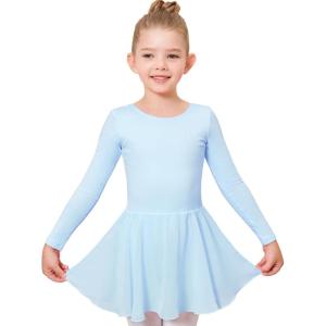 imageStelle Ballet Leotards for Girls Long Sleeve Toddler Dance Leotard Outfits with Skirt ClassicLittleBig KidBlue