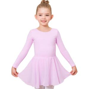 imageStelle Ballet Leotards for Girls Long Sleeve Toddler Dance Leotard Outfits with Skirt ClassicLittleBig KidPurple
