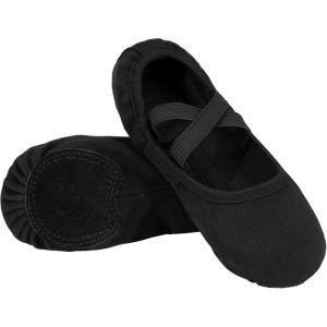 imageStelle Ballet Shoes Toddler Slippers Highly Elastic Canvas Girls Ballerina Dance Shoes for ToddlerLittle KidBig KidWomenBlack